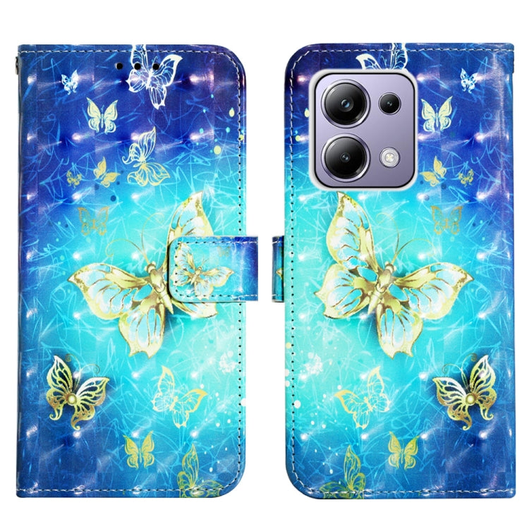 For Xiaomi Poco M6 Pro 4G 3D Painting Horizontal Flip Leather Phone Case(Golden Butterfly) - Xiaomi Cases by PMC Jewellery | Online Shopping South Africa | PMC Jewellery | Buy Now Pay Later Mobicred