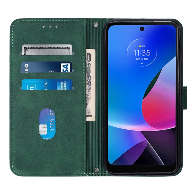 For Motorola Moto G Play 4G 2024 Crossbody 3D Embossed Flip Leather Phone Case(Dark Green) - Motorola Cases by PMC Jewellery | Online Shopping South Africa | PMC Jewellery | Buy Now Pay Later Mobicred