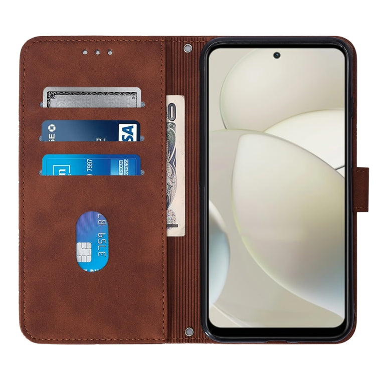 For Motorola Moto G Power 5G 2024 Crossbody 3D Embossed Flip Leather Phone Case(Brown) - Motorola Cases by PMC Jewellery | Online Shopping South Africa | PMC Jewellery | Buy Now Pay Later Mobicred