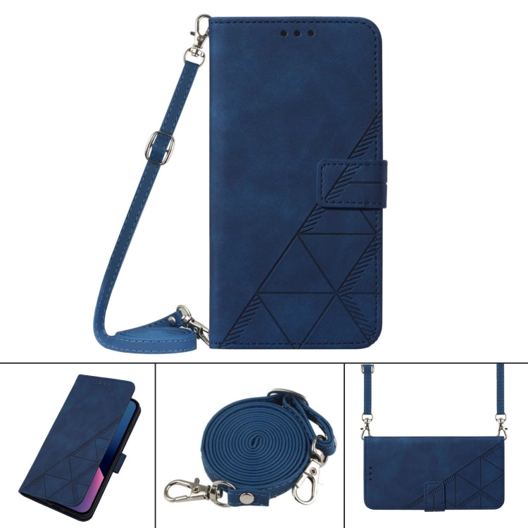 For Motorola Moto G Power 5G 2024 Crossbody 3D Embossed Flip Leather Phone Case(Blue) - Motorola Cases by PMC Jewellery | Online Shopping South Africa | PMC Jewellery | Buy Now Pay Later Mobicred