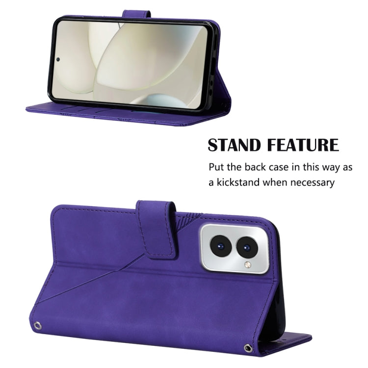 For Motorola Moto G Power 5G 2024 Crossbody 3D Embossed Flip Leather Phone Case(Purple) - Motorola Cases by PMC Jewellery | Online Shopping South Africa | PMC Jewellery | Buy Now Pay Later Mobicred