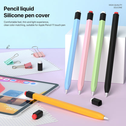 For Apple Pencil 1 Retro Pencil Style Liquid Silicone Stylus Case(Black) - Pencil Accessories by PMC Jewellery | Online Shopping South Africa | PMC Jewellery | Buy Now Pay Later Mobicred