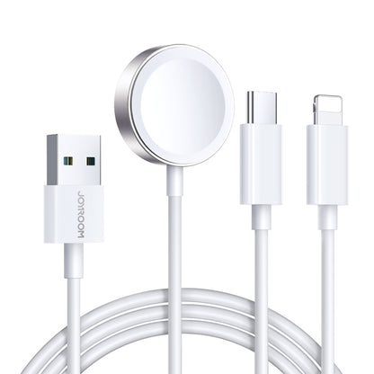 JOYROOM S-IW008 3 in 1 USB to 8 Pin + USB-C/Type-C + Magnetic Watch Wireless Charging Data Cable, Length: 1.2m(White) - Multifunction Cable by JOYROOM | Online Shopping South Africa | PMC Jewellery | Buy Now Pay Later Mobicred