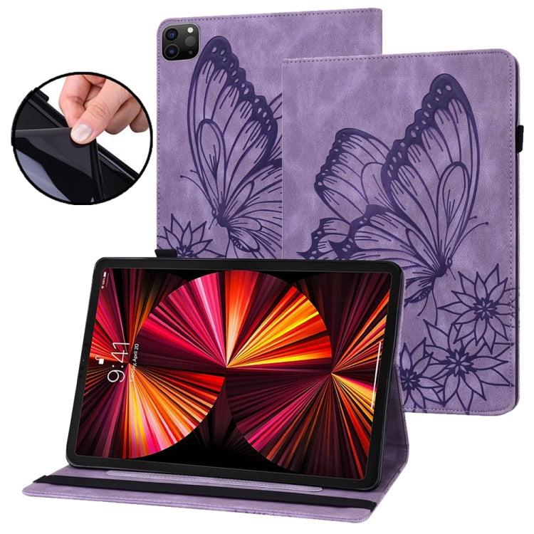 For iPad Pro 12.9 2022 / Air 13 2024 Big Butterfly Embossed Leather Tablet Case(Purple) - iPad Pro 12.9 (2022/2021) Cases by PMC Jewellery | Online Shopping South Africa | PMC Jewellery | Buy Now Pay Later Mobicred