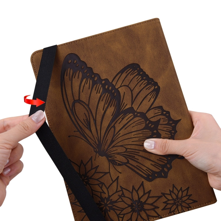 For iPad Pro 12.9 2022 / Air 13 2024 Big Butterfly Embossed Leather Tablet Case(Brown) - iPad Pro 12.9 (2022/2021) Cases by PMC TechLife | Online Shopping South Africa | PMC TechLife | Buy Now Pay Later Mobicred