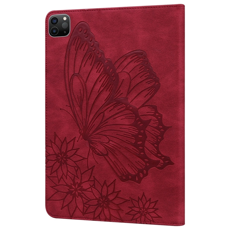 For iPad Pro 12.9 2022 / Air 13 2024 Big Butterfly Embossed Leather Tablet Case(Red) - iPad Pro 12.9 (2022/2021) Cases by PMC Jewellery | Online Shopping South Africa | PMC Jewellery | Buy Now Pay Later Mobicred