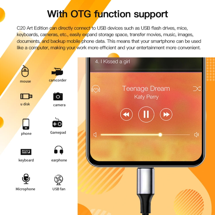 C20 Art Edition, 3GB+32GB, 6.53 inch Face Identification Android 8.1 MTK6753 Octa Core , Network: 4G, Dual SIM(Orange) -  by PMC TechLife | Online Shopping South Africa | PMC TechLife