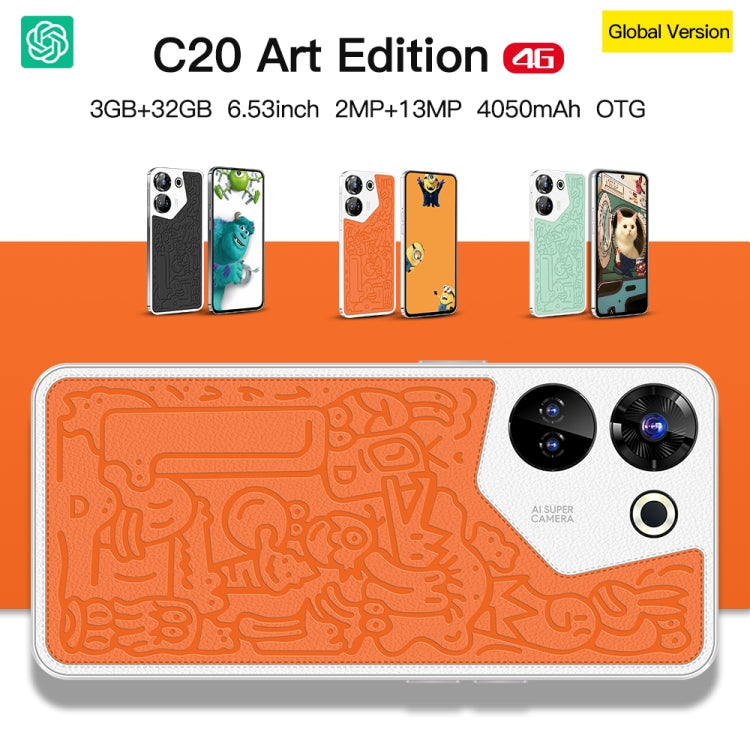 C20 Art Edition, 3GB+32GB, 6.53 inch Face Identification Android 8.1 MTK6753 Octa Core , Network: 4G, Dual SIM(Green) -  by PMC TechLife | Online Shopping South Africa | PMC TechLife