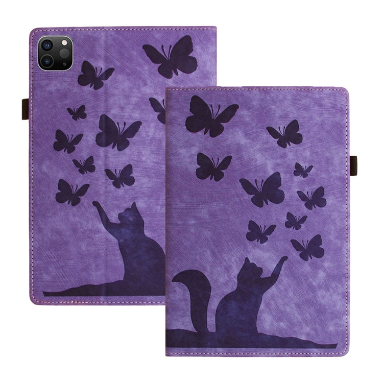 For iPad Air 13 2024 / Air 13 2025 Butterfly Cat Embossing Leather Tablet Case(Purple) - iPad Pro 12.9 (2022/2021) Cases by PMC TechLife | Online Shopping South Africa | PMC TechLife | Buy Now Pay Later Mobicred
