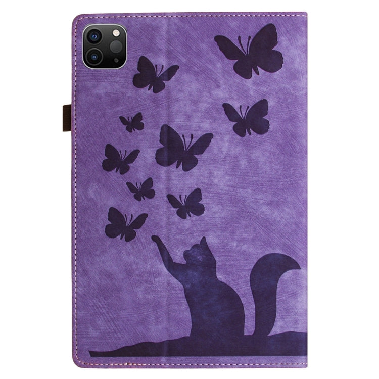 For iPad Air 13 2024 / Air 13 2025 Butterfly Cat Embossing Leather Tablet Case(Purple) - iPad Pro 12.9 (2022/2021) Cases by PMC TechLife | Online Shopping South Africa | PMC TechLife | Buy Now Pay Later Mobicred