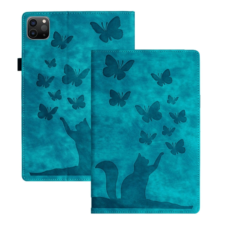 For iPad Pro 12.9 2022 / Air 13 2024 Butterfly Cat Embossing Leather Tablet Case(Sky Blue) - iPad Pro 12.9 (2022/2021) Cases by PMC Jewellery | Online Shopping South Africa | PMC Jewellery | Buy Now Pay Later Mobicred