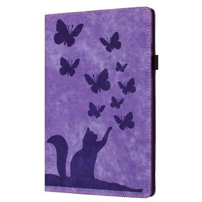 For iPad Air 11 2024 / Pro 11 2021 / 2020 Butterfly Cat Embossing Leather Tablet Case(Purple) - iPad Air 11 2024 Cases by PMC Jewellery | Online Shopping South Africa | PMC Jewellery | Buy Now Pay Later Mobicred