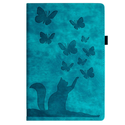 For Samsung Galaxy Tab S9 Ultra / S8 Ultra Butterfly Cat Embossing Leather Tablet Case(Sky Blue) - Galaxy Tab S9 Ultra Cases by PMC Jewellery | Online Shopping South Africa | PMC Jewellery | Buy Now Pay Later Mobicred