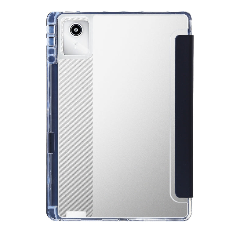 For Lenovo Tab M11 /Xiaoxin Pad 11 2024 Clear Acrylic 3-Fold Leather Tablet Case(Dark Blue) - Lenovo by PMC Jewellery | Online Shopping South Africa | PMC Jewellery | Buy Now Pay Later Mobicred