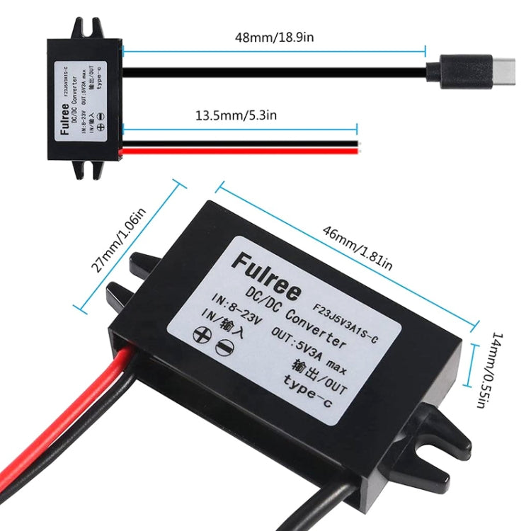 12V to 5V 3A Car Power Converter DC Module Voltage Regulator, Style:Dual USB with Ears - Car Modification by PMC TechLife | Online Shopping South Africa | PMC TechLife | Buy Now Pay Later Mobicred