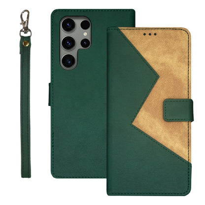 For Samsung Galaxy S24 Ultra 5G idewei Two-color Splicing Leather Phone Case(Green) - Galaxy S24 Ultra 5G Cases by idewei | Online Shopping South Africa | PMC Jewellery | Buy Now Pay Later Mobicred