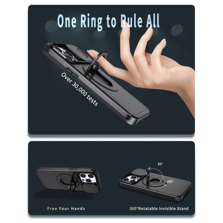 For iPhone 14 Plus Camshield MagSafe Ring Holder Armor Phone Case(Black) - free shipping - PMC TechLife - Order now!