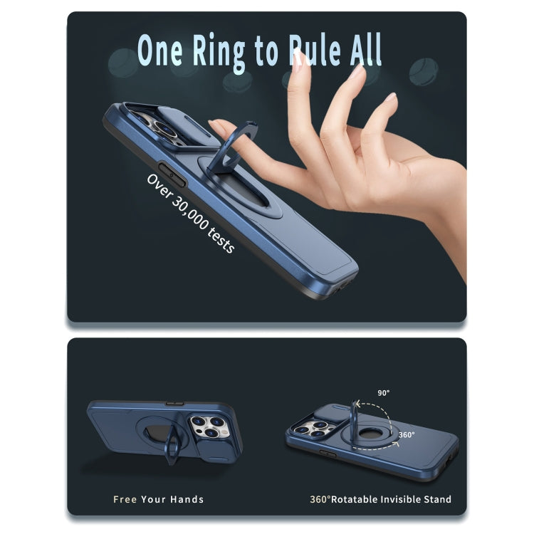 For iPhone 14 Camshield MagSafe Ring Holder Armor Phone Case(Blue) - iPhone 14 Cases by PMC TechLife | Online Shopping South Africa | PMC TechLife