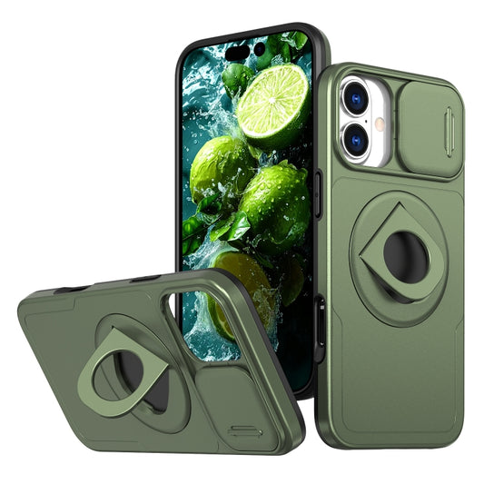 For iPhone 16 Plus Camshield MagSafe Ring Holder Armor Phone Case(Olive Green) - iPhone 16 Plus Cases by PMC Jewellery | Online Shopping South Africa | PMC Jewellery | Buy Now Pay Later Mobicred