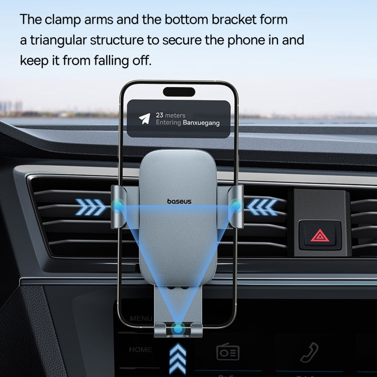 Baseus Metal Age 3 Triangular Gravity Design Car Air Outlet Holder(Dark Grey) - Car Holders by Baseus | Online Shopping South Africa | PMC Jewellery