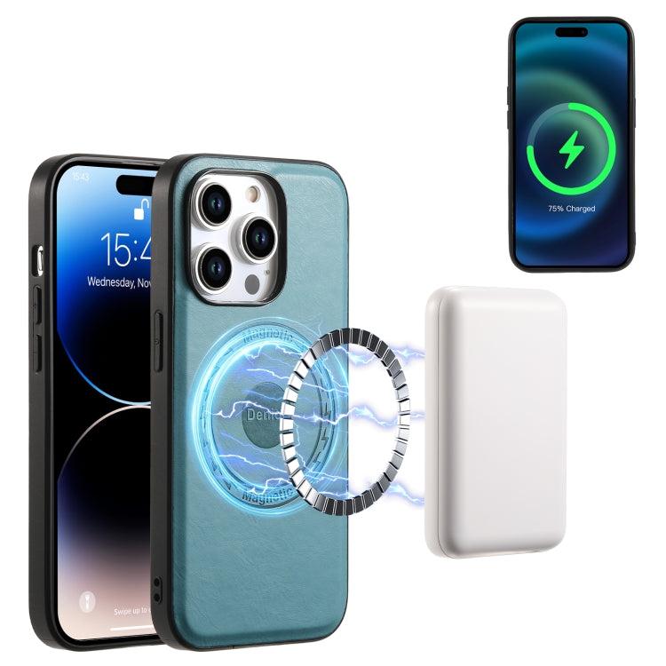 For iPhone 15 Plus Denior Cowhide Texture Leather MagSafe Phone Case(Blue) - free shipping - PMC TechLife - Order now!