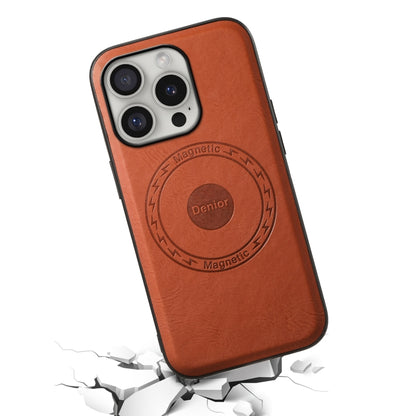 For iPhone 16 Pro Denior Cowhide Texture Leather MagSafe Phone Case(Brown) - iPhone 16 Pro Cases by Denior | Online Shopping South Africa | PMC Jewellery | Buy Now Pay Later Mobicred