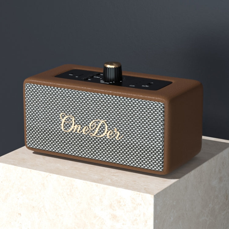 Oneder D3 Retro Leather Casing 30W Dual Units Wireless Bluetooth Speaker(Brown) - free shipping - PMC Jewellery - Order now!