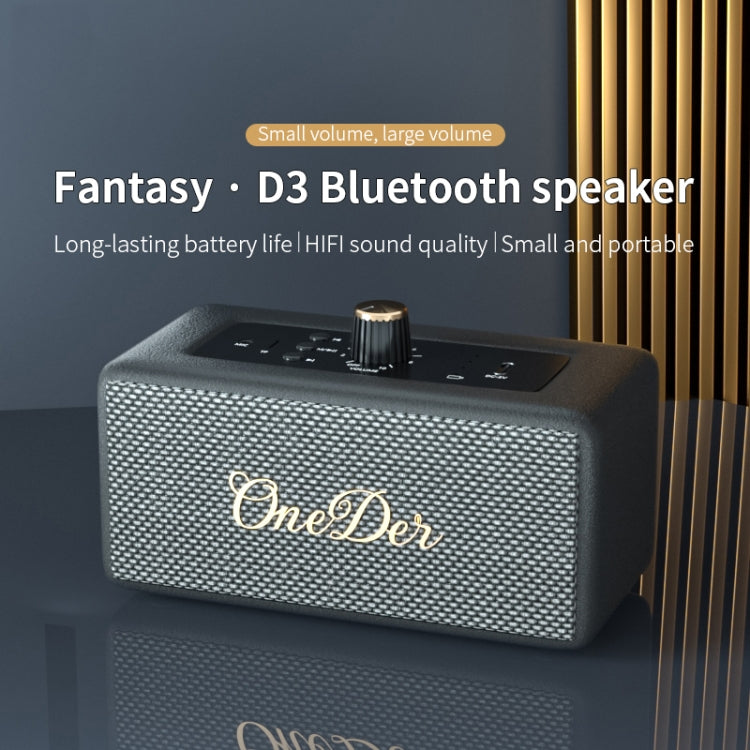 Oneder D3 Retro Leather Casing 30W Dual Units Wireless Bluetooth Speaker(Black) - Desktop Speaker by OneDer | Online Shopping South Africa | PMC Jewellery | Buy Now Pay Later Mobicred