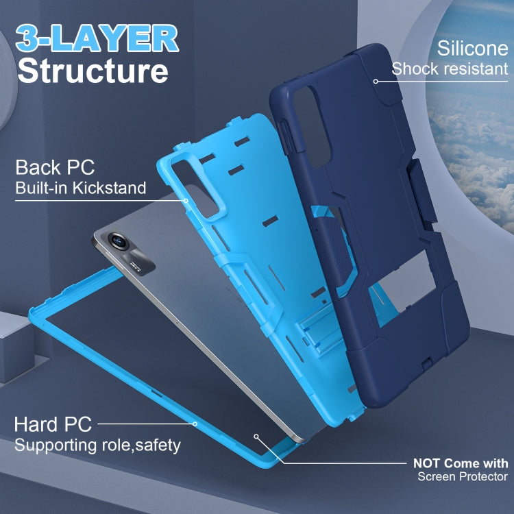 For Xiaomi Redmi Pad SE 11 2023 Contrast Color Silicone Hybrid PC Tablet Case with Holder(Navy Blue Blue) - More Tablet Cases by PMC TechLife | Online Shopping South Africa | PMC TechLife | Buy Now Pay Later Mobicred