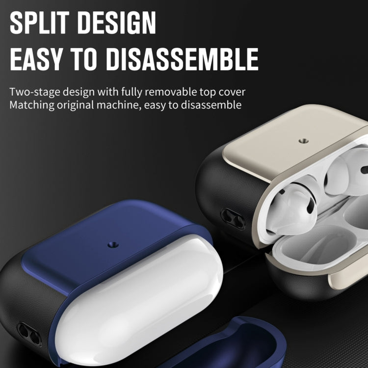 For AirPods Pro Electroplated Leather Texture Wireless Earphones Protective Case(Black) - For AirPods Pro by PMC Jewellery | Online Shopping South Africa | PMC Jewellery | Buy Now Pay Later Mobicred