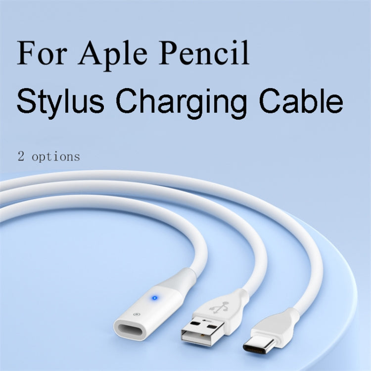 For Apple Pencil 1 USB to 8 Pin Stylus Charging Cable with Indicator Light, Length:1m(White) - Pencil Accessories by PMC Jewellery | Online Shopping South Africa | PMC Jewellery | Buy Now Pay Later Mobicred