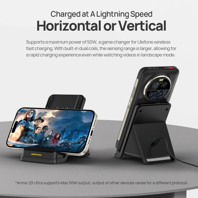 Ulefone WCS01 50W Air-cooled Wireless Charger Stand(Black) - free shipping - PMC Jewellery - Order now!