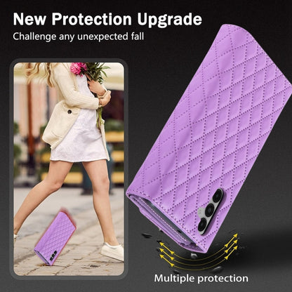 For Samsung Galaxy S24+ 5G Zipper Multi-Card Wallet Rhombic Leather Phone Case(Purple) - Galaxy S24+ 5G Cases by PMC Jewellery | Online Shopping South Africa | PMC Jewellery | Buy Now Pay Later Mobicred