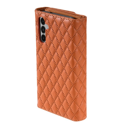 For Samsung Galaxy S24+ 5G Zipper Multi-Card Wallet Rhombic Leather Phone Case(Brown) - Galaxy S24+ 5G Cases by PMC Jewellery | Online Shopping South Africa | PMC Jewellery | Buy Now Pay Later Mobicred