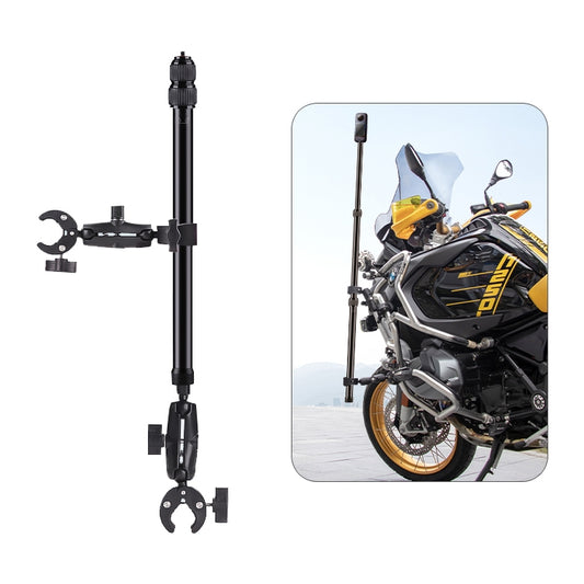 Dual-heads Crab & Single Heads Motorcycle Clamps Handlebar Fixed Mount 3-stage Telescopic Selfie Stick - Holder by PMC Jewellery | Online Shopping South Africa | PMC Jewellery