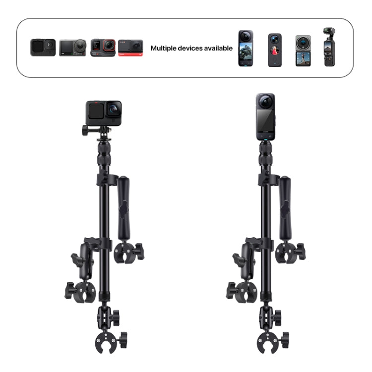 2 x Dual-heads Crab 1 x Single Heads Motorcycle Clamps Handlebar Fixed Mount 3-stage Telescopic Selfie Stick - Holder by PMC Jewellery | Online Shopping South Africa | PMC Jewellery | Buy Now Pay Later Mobicred