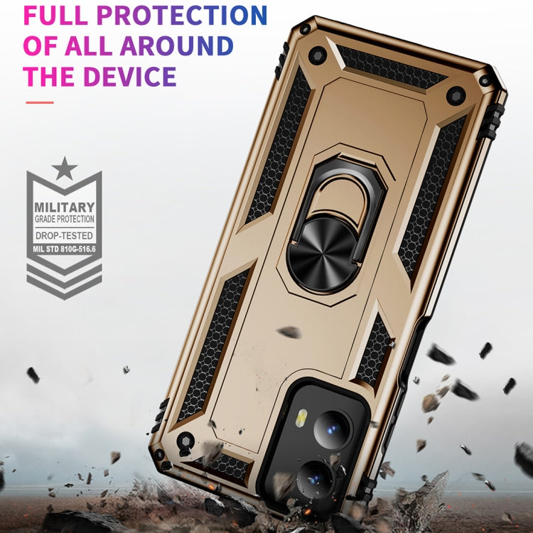 For Motorola Moto G Play 5G 2024 Shockproof TPU + PC Phone Case with Holder(Gold) - Motorola Cases by PMC Jewellery | Online Shopping South Africa | PMC Jewellery | Buy Now Pay Later Mobicred