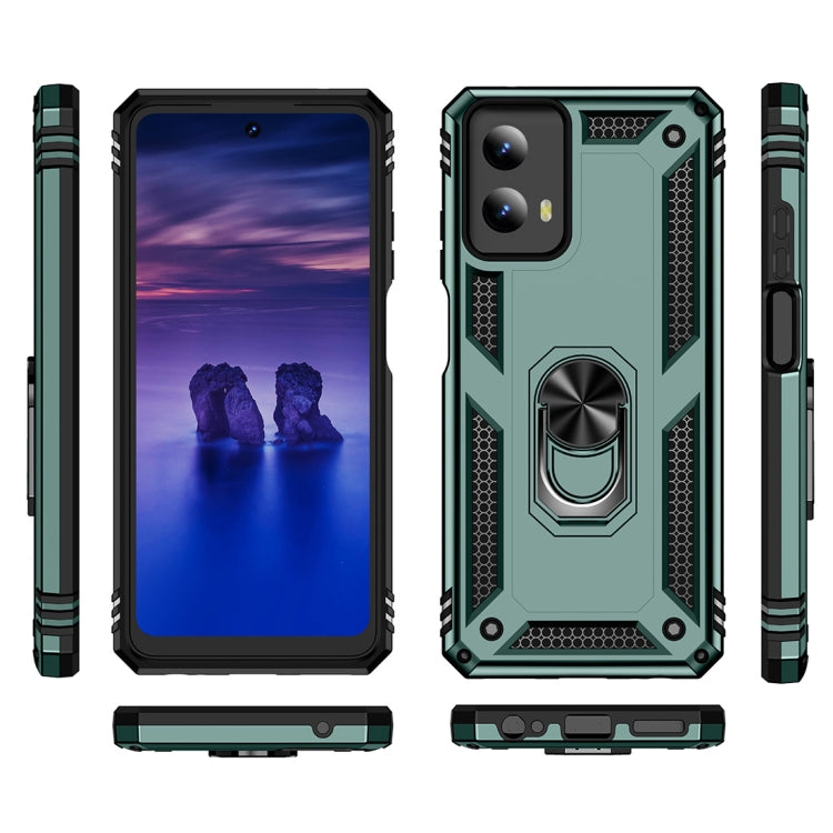 For Motorola Moto G Play 5G 2024 Shockproof TPU + PC Phone Case with Holder(Dark Green) - Motorola Cases by PMC Jewellery | Online Shopping South Africa | PMC Jewellery | Buy Now Pay Later Mobicred