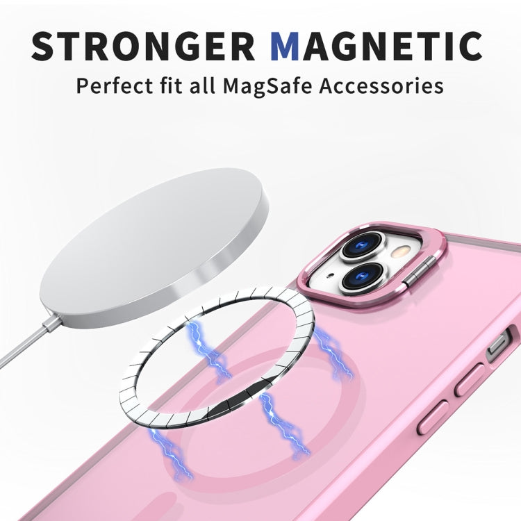 For iPhone 15 Plus Metal Invisible Camera Holder MagSafe Magnetic Phone Case(Pink) - iPhone 15 Plus Cases by PMC Jewellery | Online Shopping South Africa | PMC Jewellery