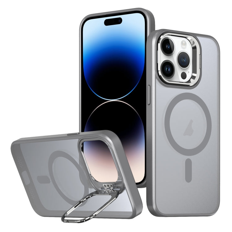 For iPhone 14 Pro Max Metal Invisible Camera Holder MagSafe Magnetic Phone Case(Grey) - iPhone 14 Pro Max Cases by PMC TechLife | Online Shopping South Africa | PMC TechLife