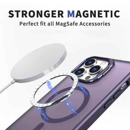 For iPhone 14 Pro Metal Invisible Camera Holder MagSafe Magnetic Phone Case(Purple) - iPhone 14 Pro Cases by PMC Jewellery | Online Shopping South Africa | PMC Jewellery