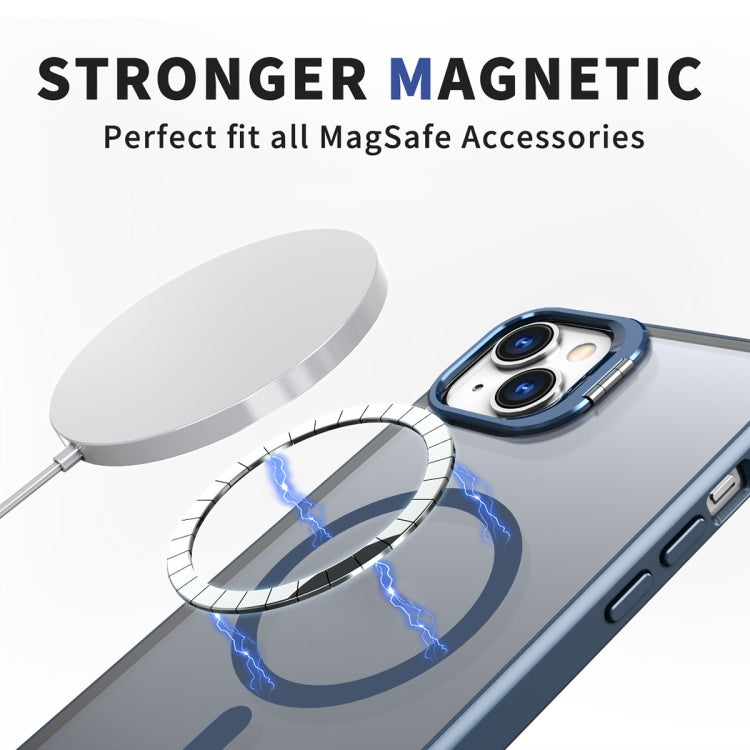 For iPhone 13 Metal Invisible Camera Holder MagSafe Magnetic Phone Case(Blue) - iPhone 13 Cases by PMC Jewellery | Online Shopping South Africa | PMC Jewellery