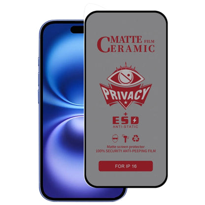 For iPhone 16 Full Coverage Frosted Privacy Ceramic Film - iPhone 16 Tempered Glass by PMC Jewellery | Online Shopping South Africa | PMC Jewellery | Buy Now Pay Later Mobicred