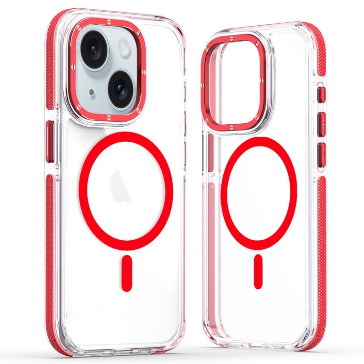 For iPhone 15 Plus Dual-Color Clear Acrylic Hybrid TPU MagSafe Phone Case(Red) - iPhone 15 Plus Cases by PMC Jewellery | Online Shopping South Africa | PMC Jewellery