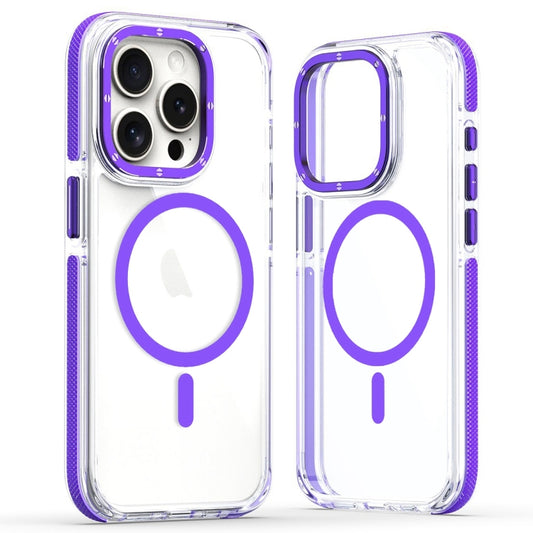 For iPhone 14 Pro Dual-Color Clear Acrylic Hybrid TPU MagSafe Phone Case(Purple) - iPhone 14 Pro Cases by PMC Jewellery | Online Shopping South Africa | PMC Jewellery