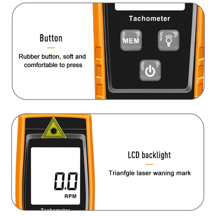 RZ835 Digital Tachometer, Range: 2.5-99999RPM(Orange) - Tachometers & Anemometer by PMC Jewellery | Online Shopping South Africa | PMC Jewellery | Buy Now Pay Later Mobicred