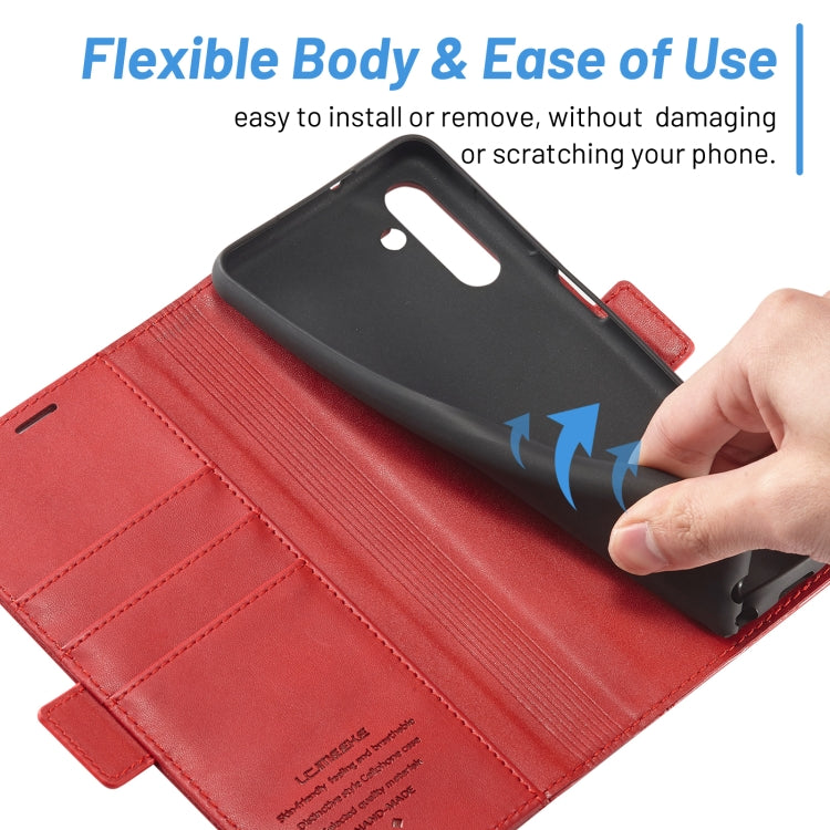 For Samsung Galaxy S24 LC.IMEEKE Skin-friendly Card Slots Leather Phone Case(Red) - Galaxy S24 5G Cases by LC.IMEEKE | Online Shopping South Africa | PMC Jewellery | Buy Now Pay Later Mobicred