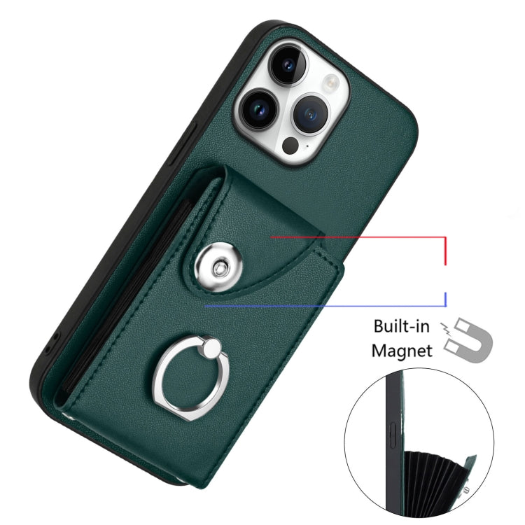 For iPhone 16 Pro Max Organ Card Bag Ring Holder Phone Case with Long Lanyard(Green) - iPhone 16 Pro Max Cases by PMC Jewellery | Online Shopping South Africa | PMC Jewellery | Buy Now Pay Later Mobicred