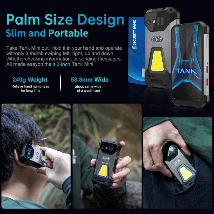 Unihertz Tank mini 1 / 8849, 8GB+256GB, Night Vision Version, 100MP Camera, 4.3 inch Android 13 Helio G99 Octa Core, Network: 4G(Black) - free shipping - PMC TechLife - Order now!
