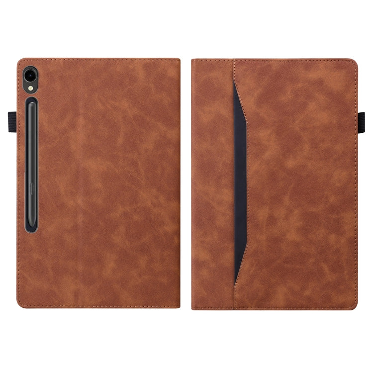 For Samsung Galaxy Tab S9+ /S8+ /S7+ Splicing Shockproof Smart Leather Tablet Case(Brown) - Galaxy Tab S9+ Cases by PMC Jewellery | Online Shopping South Africa | PMC Jewellery | Buy Now Pay Later Mobicred